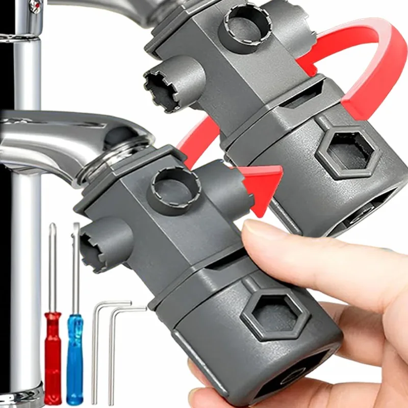 Herramienta de extracción de aireador de grifo, herramienta de llave de boquilla para aireador de fregadero, cocina, baño, mantenimiento multiusos, grifo de tubo, reemplazo de núcleo de válvula