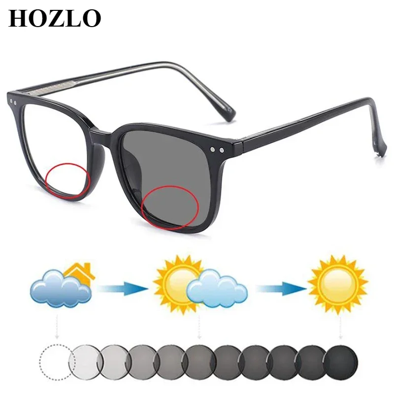 

Fashion TR90 Women Bifocals Photochromic Reading Sunglasses Man Retro Rivet Hyperopia Spectacles Old Man Gift Presbyopic Glasses