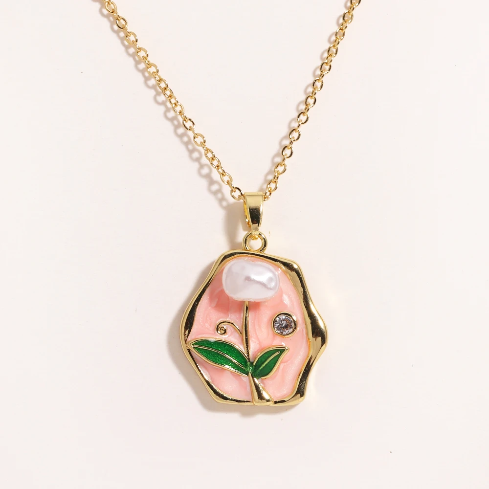 316L roestvrij staal kleurrijke druppel olie bloem hart onregelmatige ketting voor vrouwen meisjes vintage Franse delicate sieraden geschenken