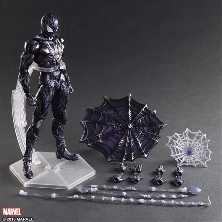 Ko Play Arts Figure The Amazing Spider Man Action Figure Black Spiderman Figure Model Doll Collect Desk Decor Toy Birthday Gifts