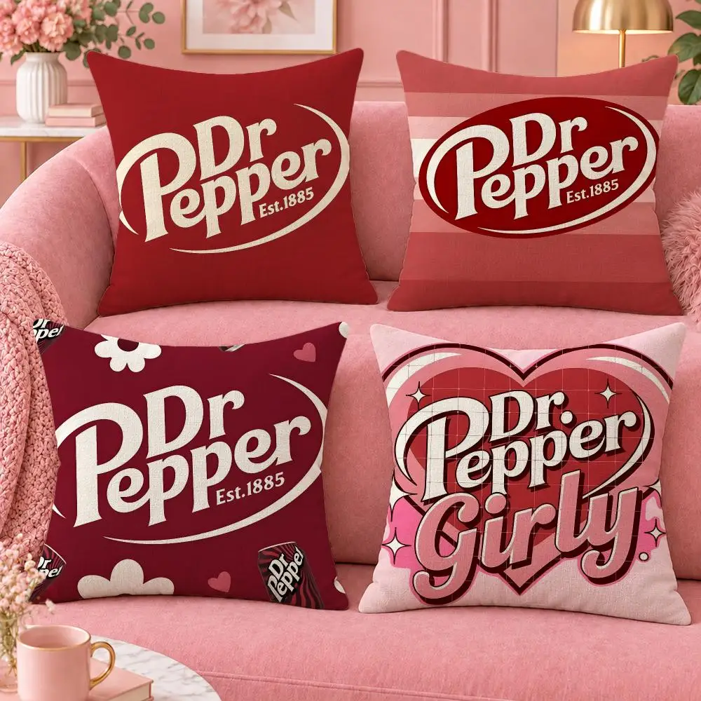 Drink Classic Soda Dr Pepper Cushion Cover Cute Cartoon Throw Pillow Cover Soft Plush Cushion Cover Sofa Bedroom Home Decor