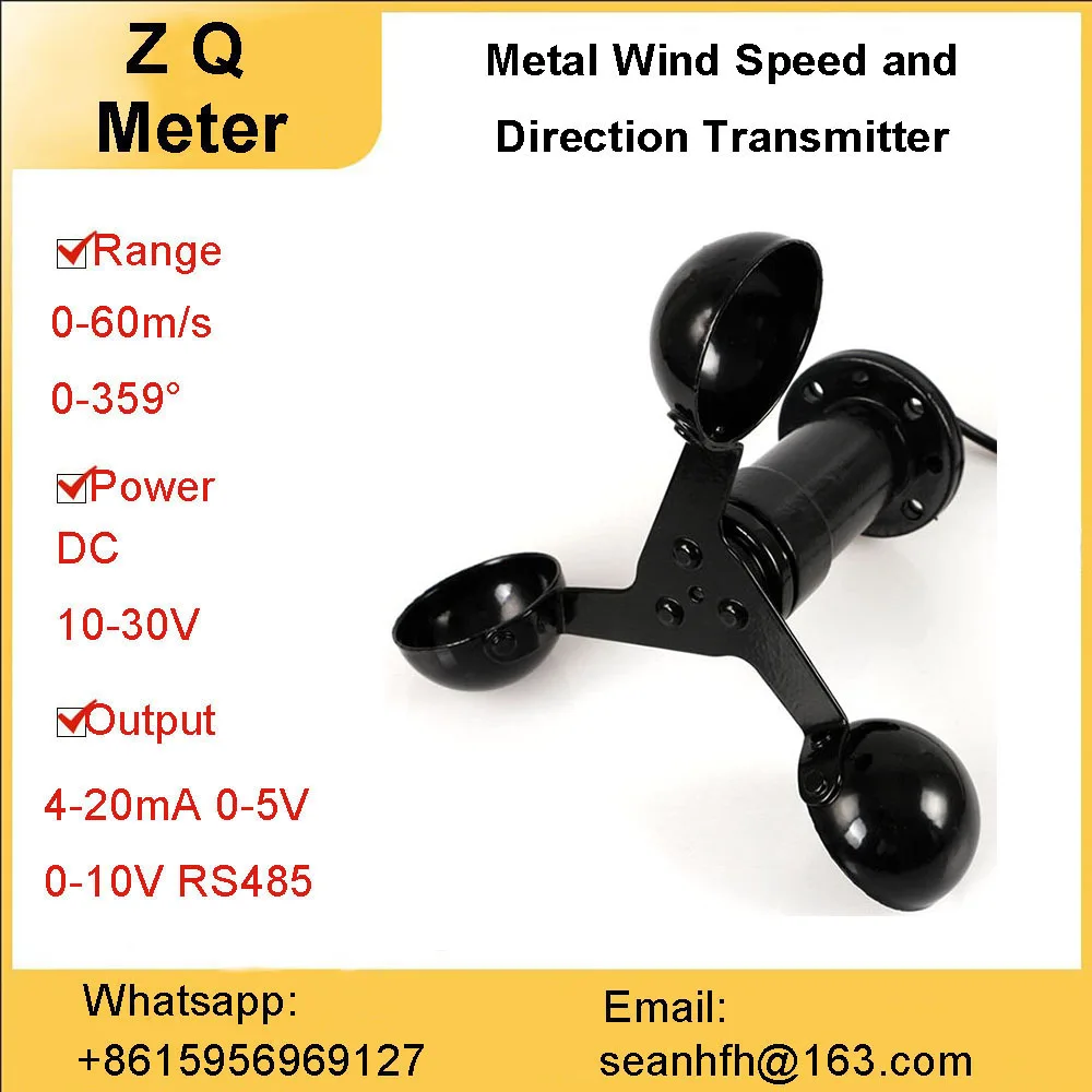 

Wind speed and wind vane transmitter sensor three Cup meteorological instrument RS485 signal transmission aluminum alloy