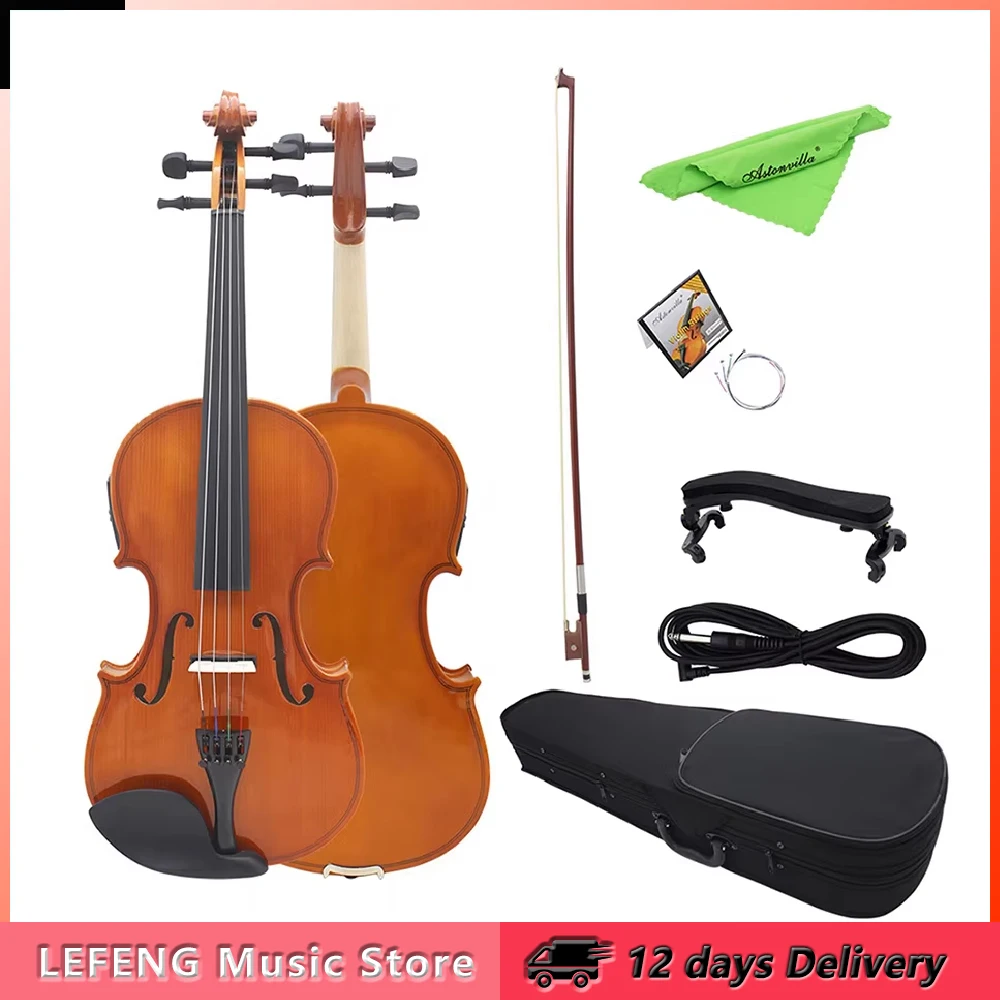 Astonvilla AV-E03 4/4 Violin Electric Acoustic Violin with EQ Maple Panel Vintage Fiddle for Performances String Instrument