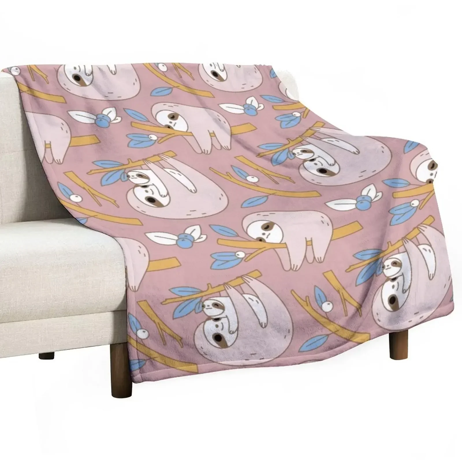 

Sloth Pattern in Pink Throw Blanket Luxury St Furry Sofas anime Blankets