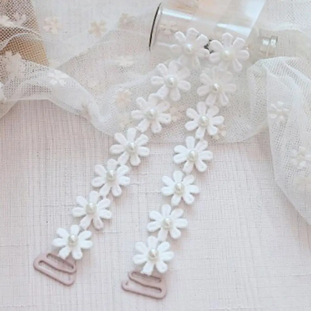 Fashion Newest Flower Lace Pearl Silicone Transparent for Women Girl Shoulder Strap Bra Strap Invisible Bra