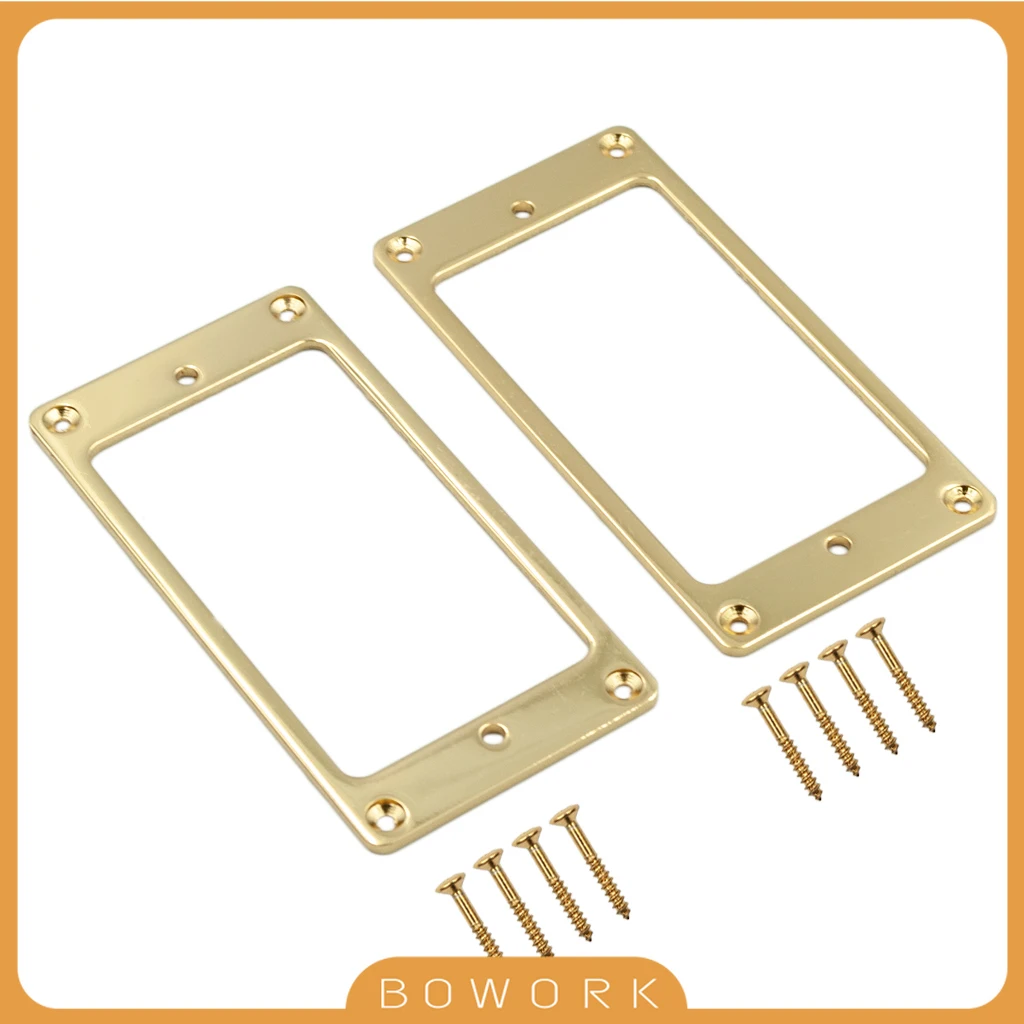 

2PCS Gold Plated Metal Flat Humbucker Cover W/Screw Electric Guitar Pickup Frame Mounting Ring Guitarra Pickup Part Accessories