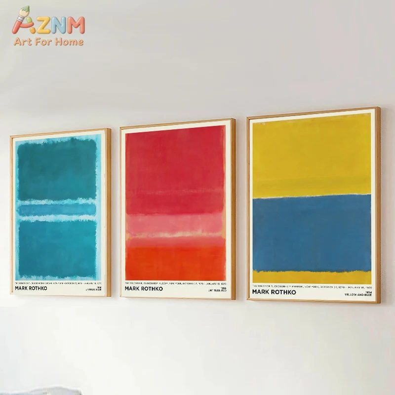 Vintage Minimalist Mark Rothko Canvas Painting Modern Exhibition Poster and Picture Print for Living Room Wall Art Home Decor