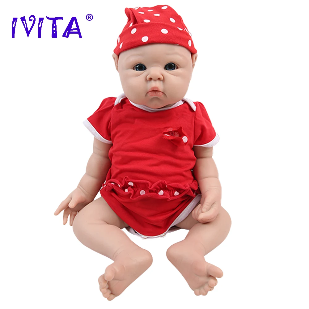 IVITA WG1525 47cm 3.29kg 100% Silicone Reborn Baby Doll Realistic Unpainted Girl Dolls with Eyes Baby DIY Blank Children Toys