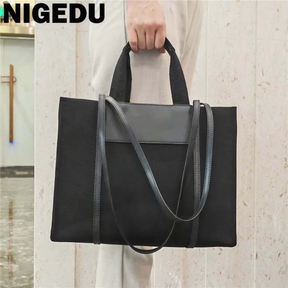 Large Canvas Bag For Women Handbags Commuting big Tote Bag ladies Portable Business Briefcase female Shoulder Bags bolsas black