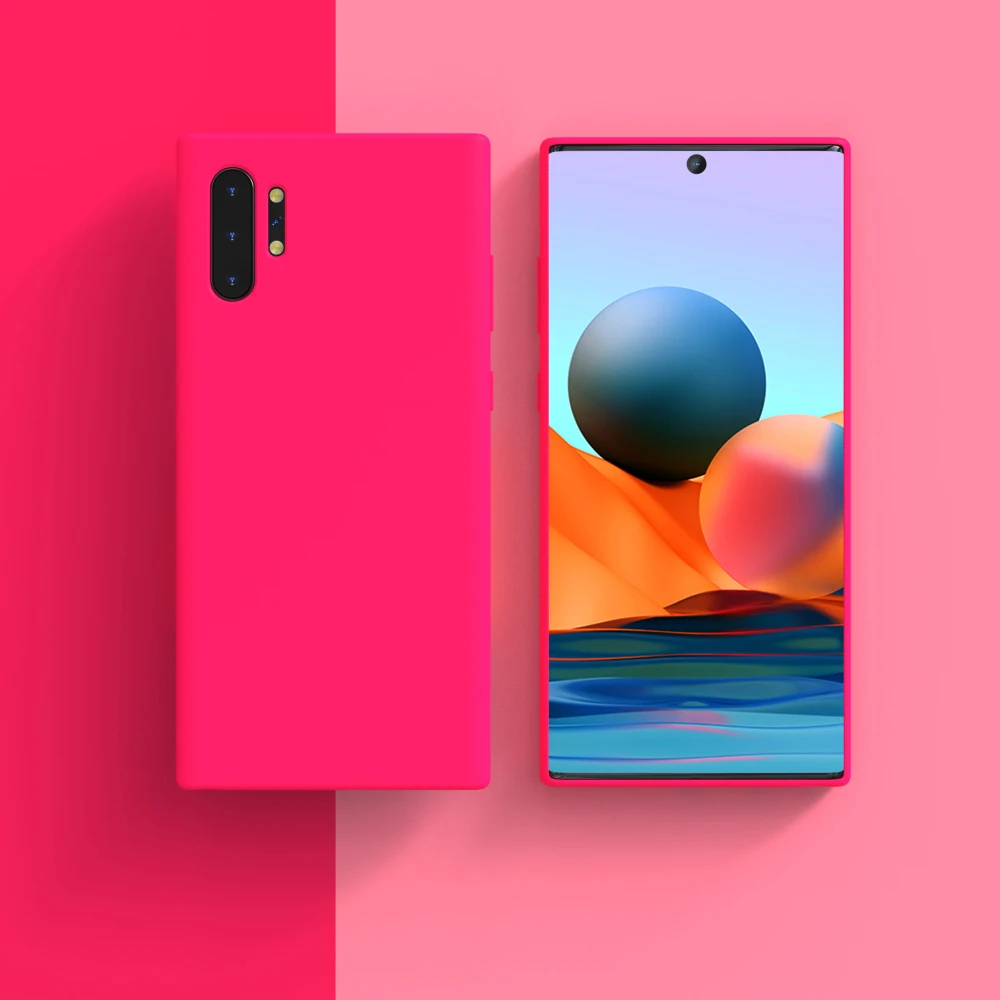 For Samsung Galaxy Note 10 S10 Plus S10E A53 A52 A51 A50 A33 A32 Silicone Case Shockproof Soft-Touch Back Cover Funda Black Pink
