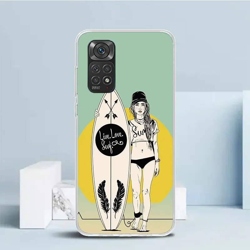 Surf Board Aesthetic Phone Case For Xiaomi Redmi Note 13 12S 12 11S 11 11T 11E Pro Plus 10S 10 9S 9 8T 8 7 + Soft TPU Back Cover