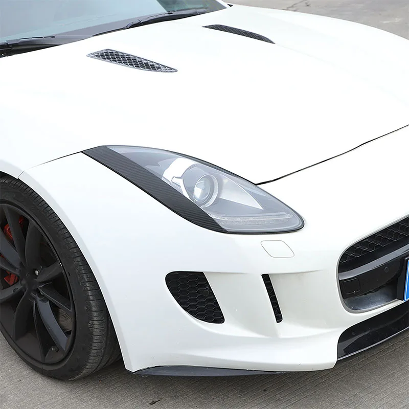 

Для Jaguar F-TYPE 2013-2022 ПВХ черный/углеродное волокно автомобильные фары декоративная лампа отделка бровей наклейки автомобильные аксессуары