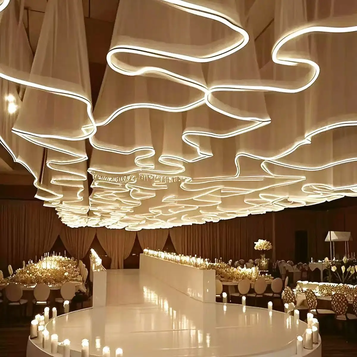

30m LED Wedding Decoration Colored Ceiling Curtain, Suitable for Indoor and Outdoor Christmas, Garden, Holiday Background Props