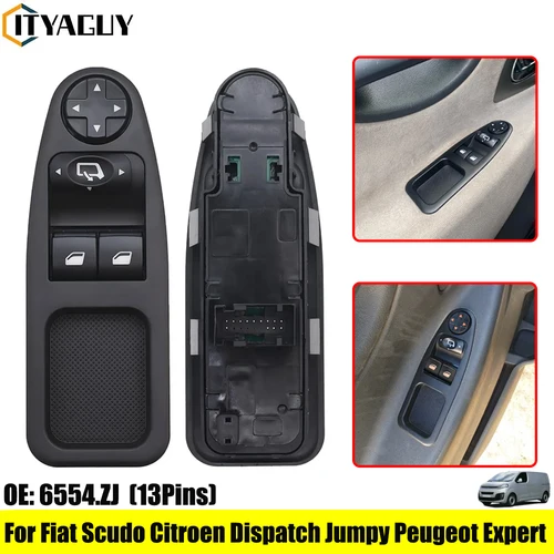 6554.ZJ 6554 ZJ 13 pines botón de interruptor de ventana eléctrica de coche para Fiat Scudo para Citroen Dispatch Jumpy para Peugeot Expert 2007-2016