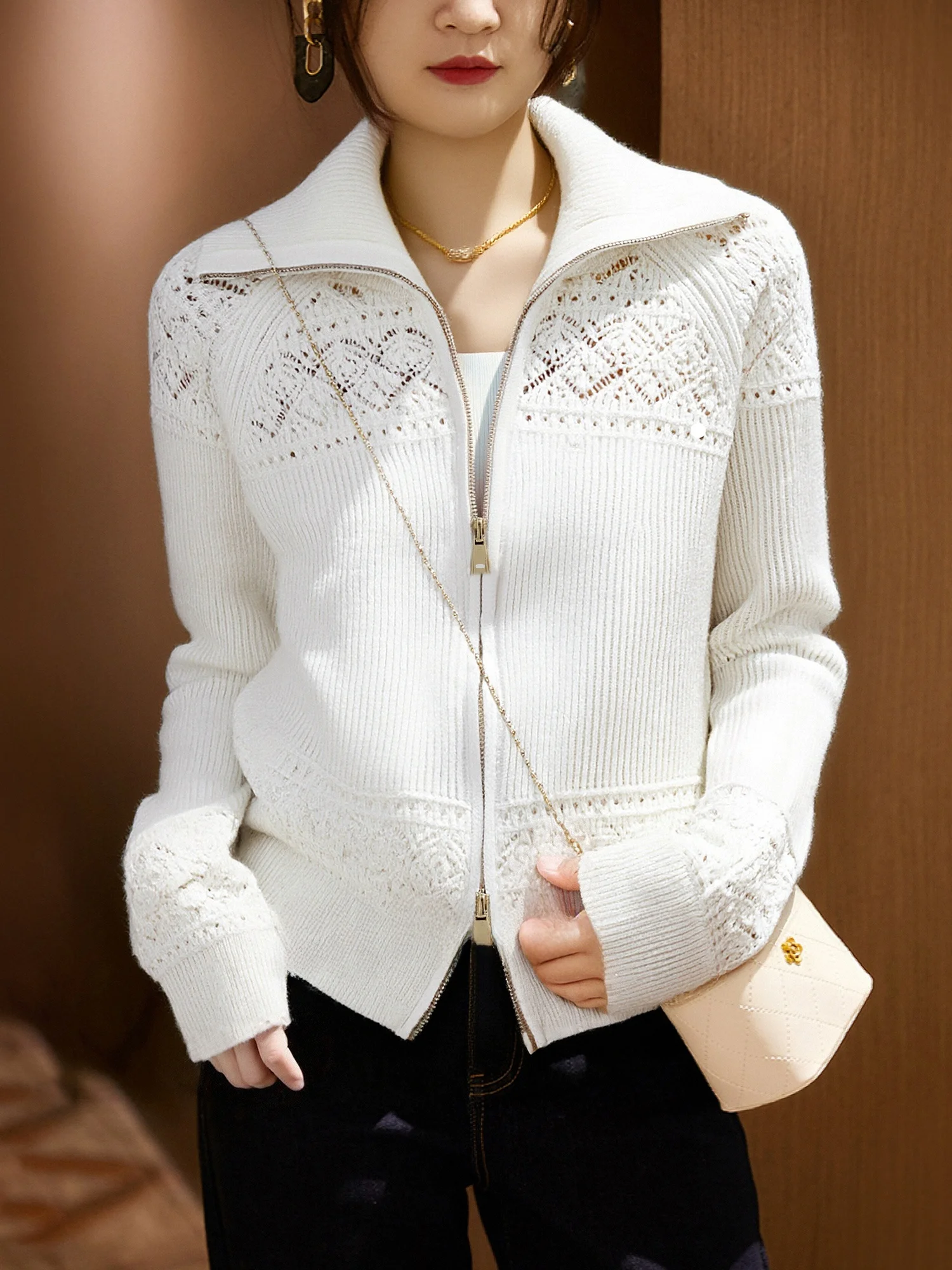 

Женский вязаный шерстяной кардиган Chivirin Vintage Sle свободного кроя, стройнящий силуэт, весна-осень, новинка