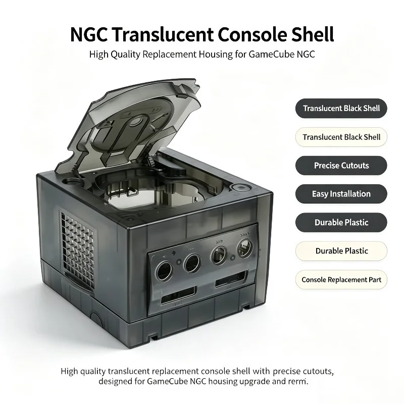 Retro NGC-Konsole Durchsichtige Ersatzhülle Komplettes Gehäuse Mod-Reparaturzubehör Passend für GameCube DOL-001 DOL-101
