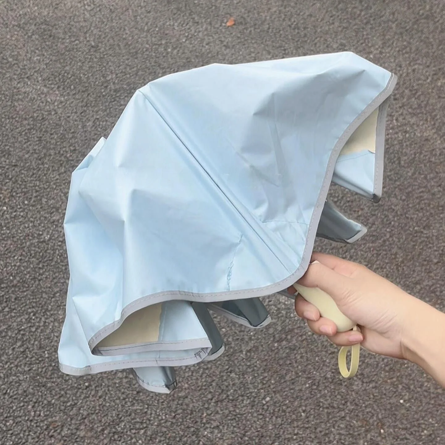 portable-automatic-umbrella-round-corner-cream-blue-high-uv-protection-compact-size-for-girls-summer-sunshade-rain-umbrella