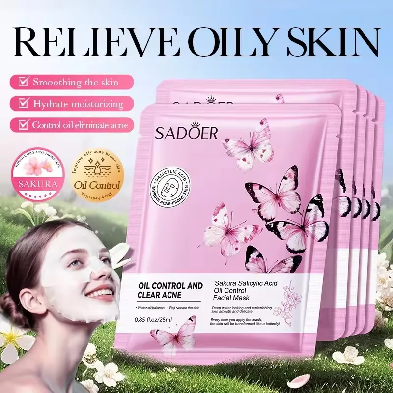 

SADOER Sakura Salicylic Acid Face Mask Moisturizing Anti Acne Hydrating Oil Control Anti-Aging Facial Masks Sheet Mask Skin Care