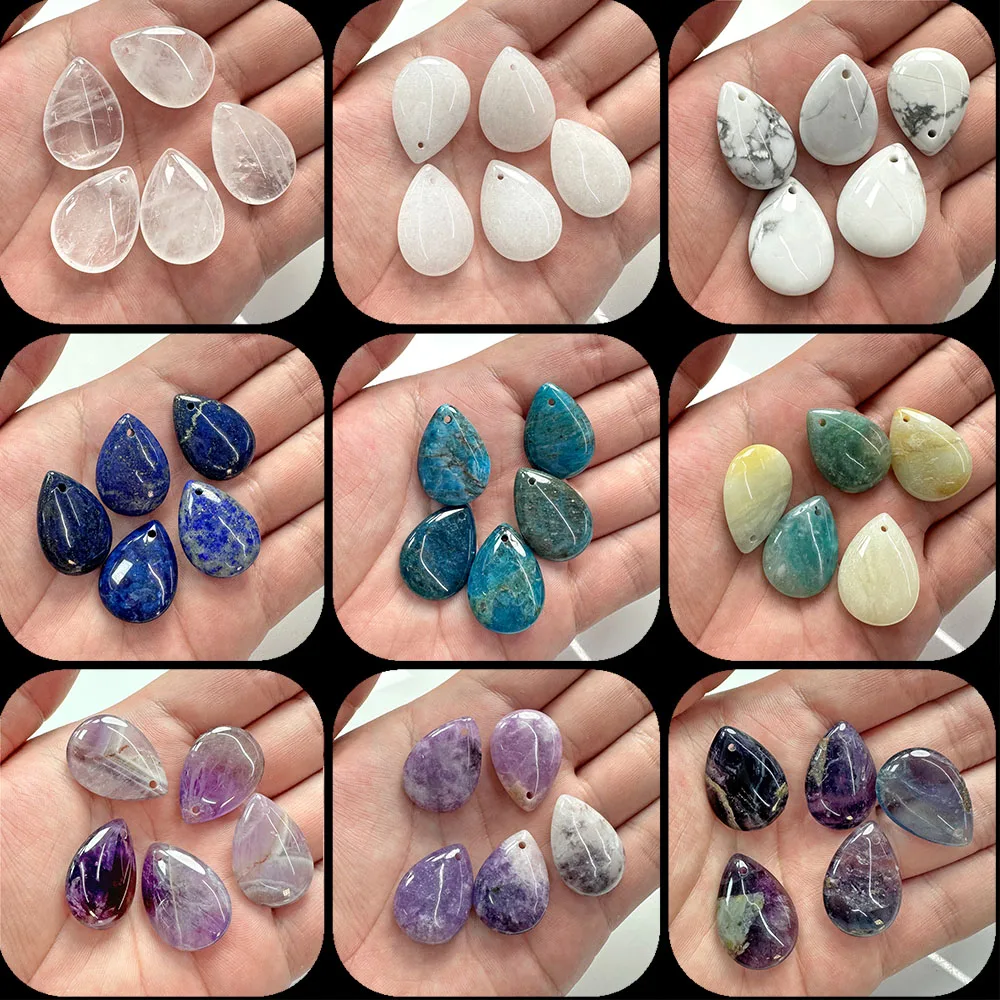 5pcs 18X25MM Water Drop Shape Natural Stone Pendant Accessory Gem Charm Making Jewelry Necklace Bracelet Earring Wholesale