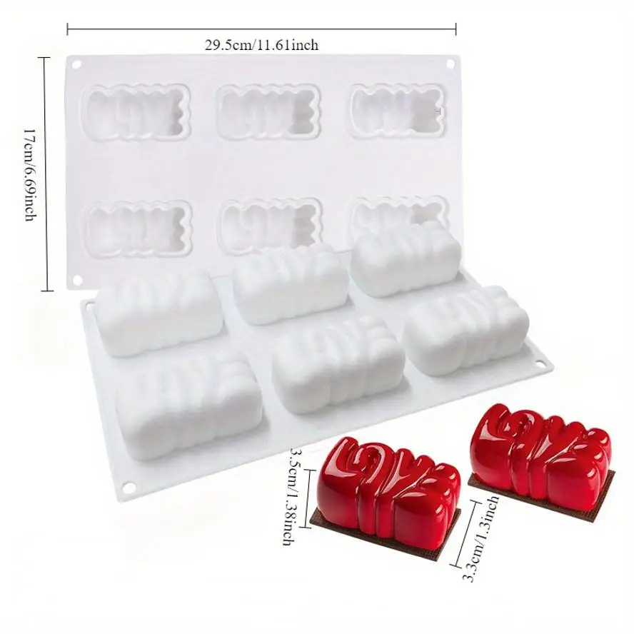 Creative New 2026 DIY Baking Craft Tool 6Cavity LOVE 3D Silicone Mould French Mousse Cake Chocolate Soap Gypsum Ornament Mold