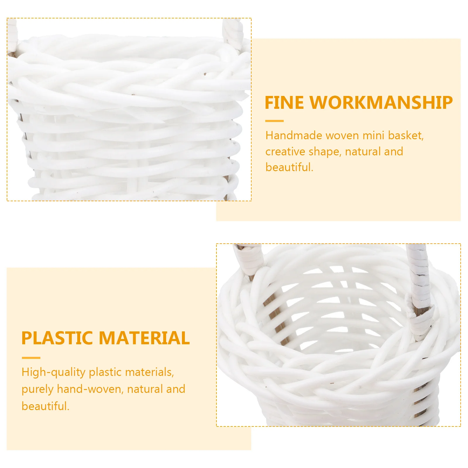 20Pcs Mini Handwoven Flower Basket Rustic Decor Plastic Micro Landscape Home Wedding Ornament Mini Flower Basket