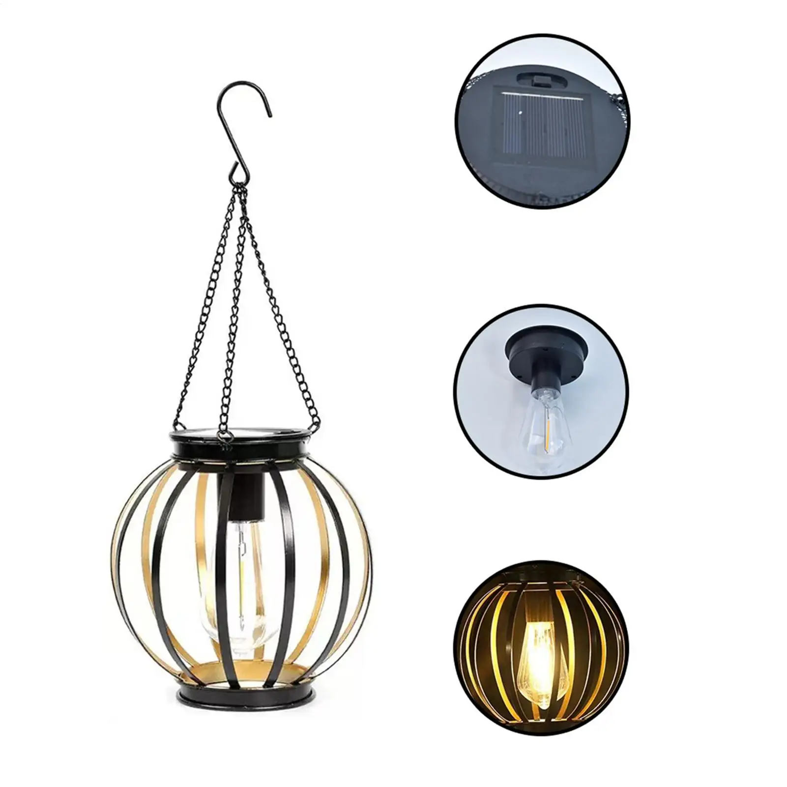 Outdoor Solar Lanterns 2 Piece Hangable Lamp With Hook And Chain Solar Lantern Outdoor For Balcony Backyard Patio Driveway - view 5