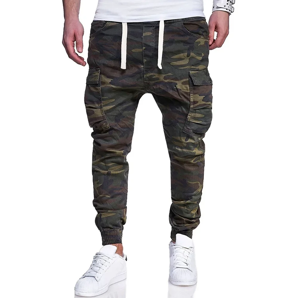 

2023 Men's Camouflage Drawstring Waistband Workwear Leggings Oversized Fashionable Casual Sports Pants