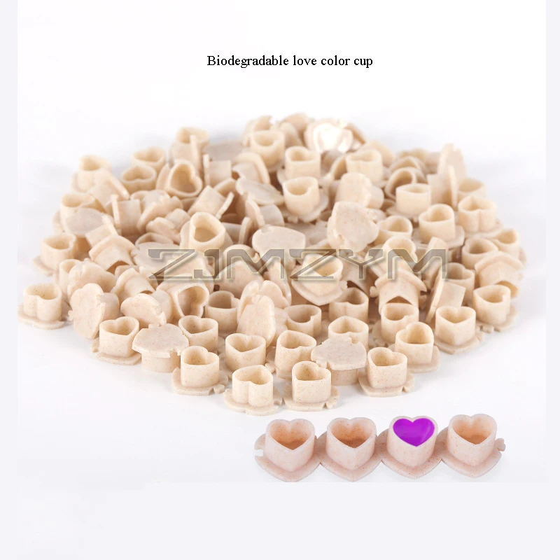 200 Pieces/pack Tattoo Ink Cups Biodegradable Tattoo Ink Cup Heart Shaped Base Eco-Friendly Disposable Plastic Pigment Cup