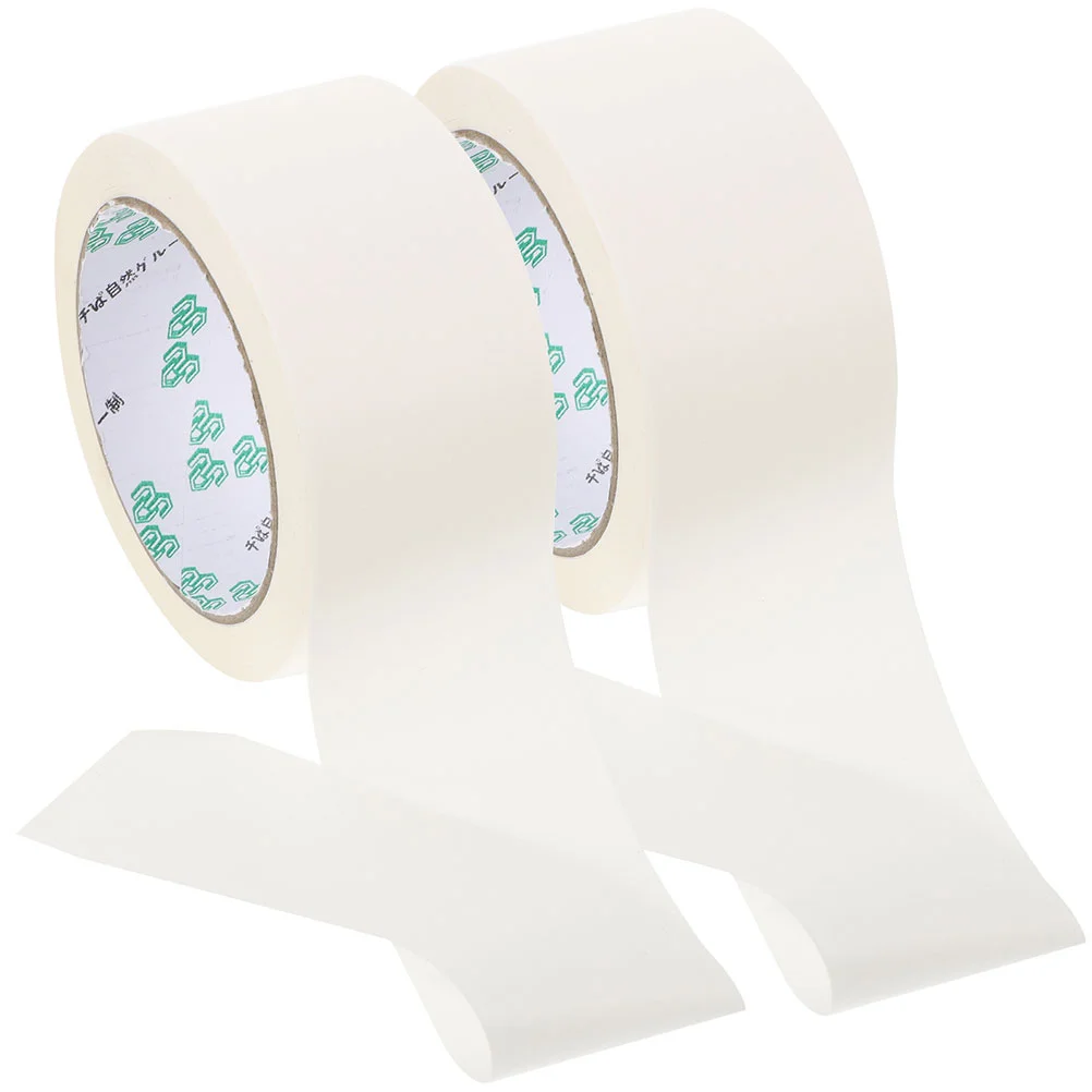 

2 Rolls White Packing Tape Duct Heavy Duty Adhesive Packaging Mailing Kraft Paper Shipping Wide