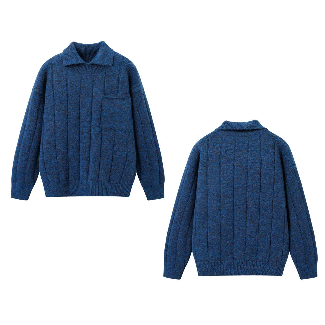 

Autumn And Winter 2025 New Street Fashion Casual Woolen Pullover Men's Solid Color Turn Down Collar Pullover Sweater Clothing