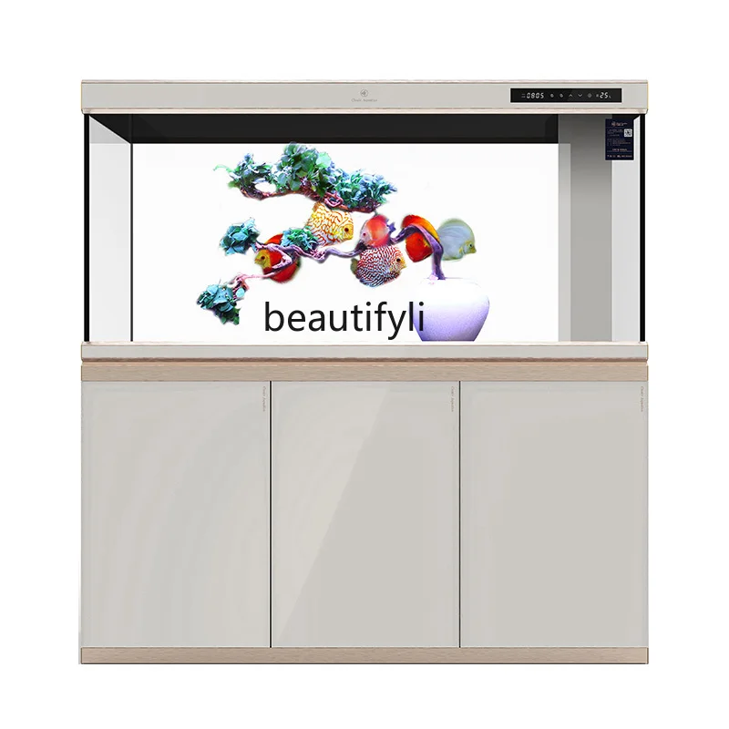 Medium and Large Light Luxury Living Room Screen Bottom Filter Fish Tank Ecological Super White Glass Aquarium