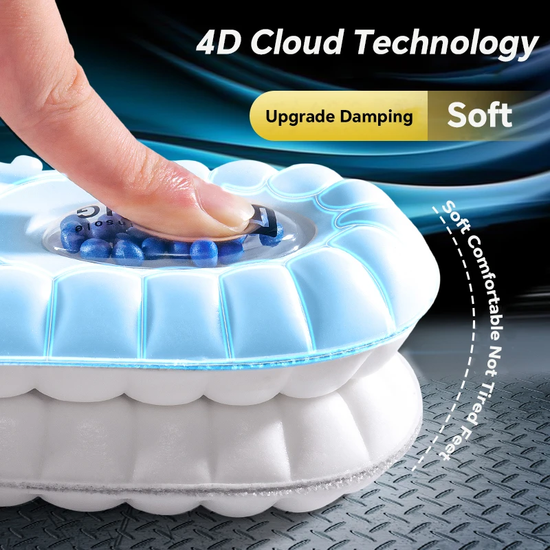

4D облачная технология, спортивные стельки для обуви, мягкая дышащая амортизирующая подушечка для обуви для мужчин и женщин, стельки с поддержкой свода стопы