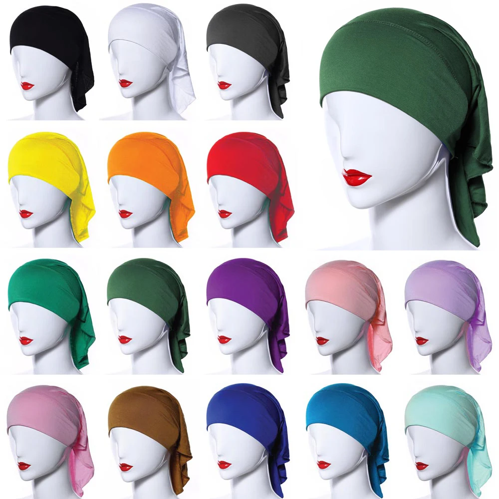 

Cotton Modal Undercap Plain Soft Stretchy Under Cap Hijab Bonnet Muslim Women Inner Hijabs Turban Islam Underscarf Tube Turban