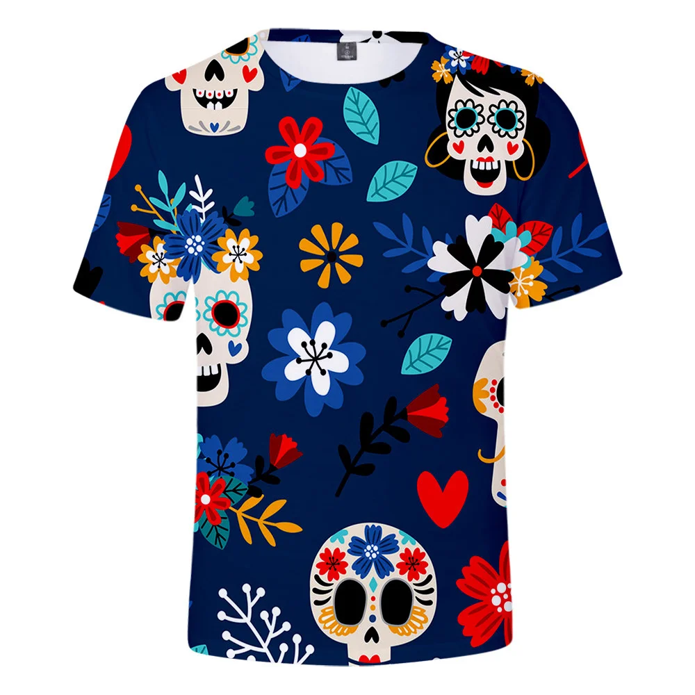 3D Print Classic Day Of The Dead T Shirt Men Women Summer Short Sleeve Funny T-shirt Graphic Tees Mexico Holiday Cosplay Costume