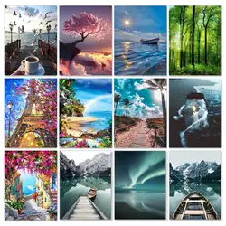 GATYZTORY Scenery Acrylic Paint By Numbers For Adults DIY Kits Canvas Frame Oil Painting Picture Drawing Coloring By Numbers Set