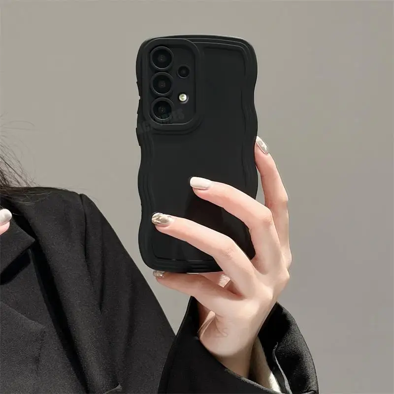 A 52 53 13 Cute Candy Liquid Silicone Case For Samsung Galaxy A52 A53 A33 A73 A13 A23 4G 5G A72 A32 A12 A51 A71 Curly Wavy Cover