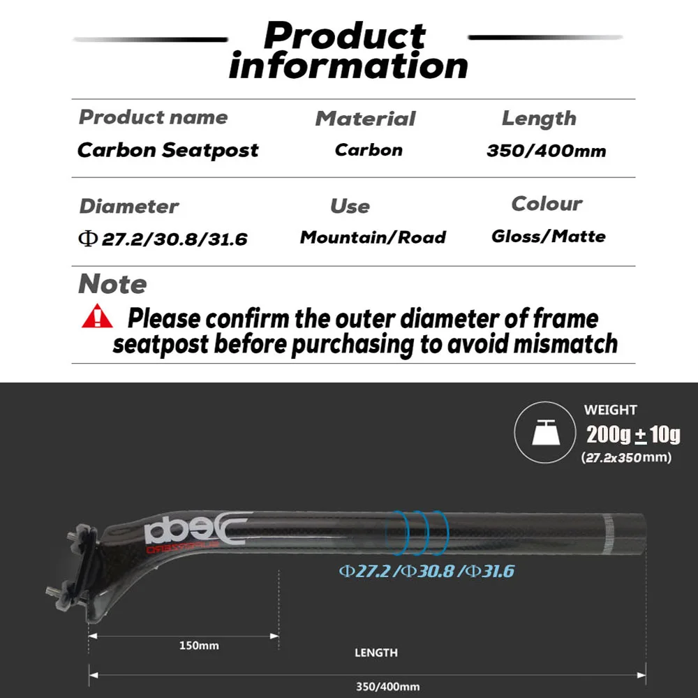 Tija de sillín oficial para bicicleta Deda Super Zero, tija de sillín totalmente de carbono de 20 grados para carretera/MTB, 27,2/30,8/31,6mm,