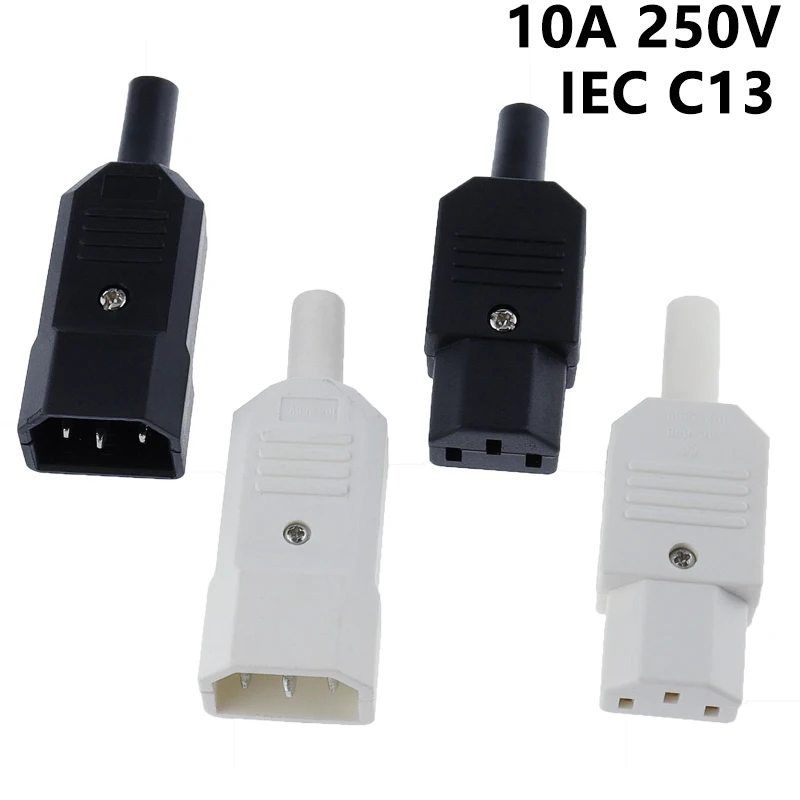 Nieuwe Groothandelsprijs 10a 250V Zwart Iec C13 Mannelijke Stekker Herdraagbaar Power Connector 3 Pins Ac Socket