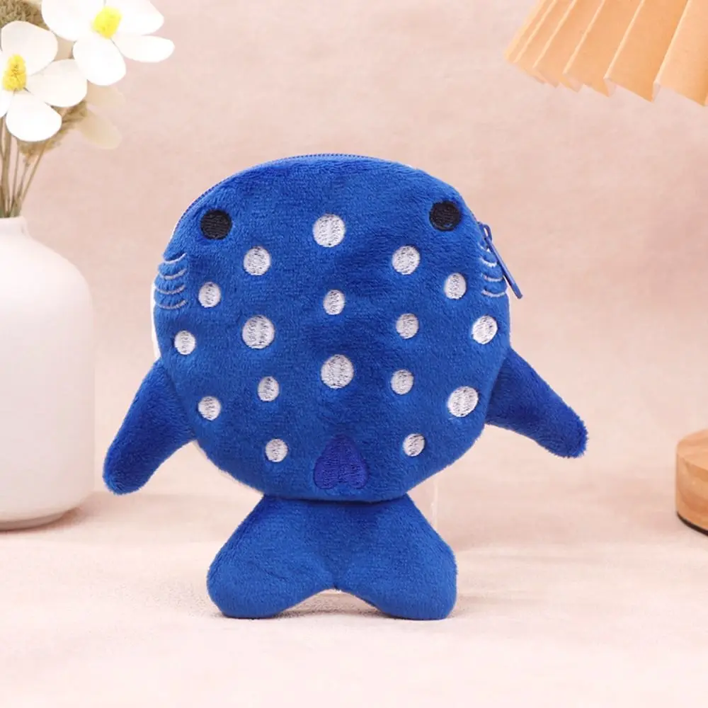 Cartoon Shark Whale Shark Coin Purse Bag Pendant Animal Shark Plush Wallet Fashion Creative Plush Coin Bag Earphone Kid Gifts