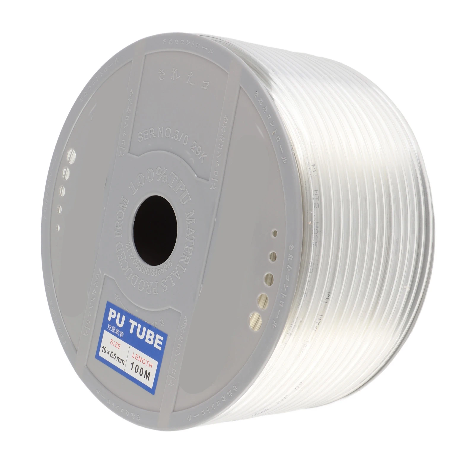 خرطوم هواء بطول 100 متر PU 10 مللي متر OD 6.5 مللي متر ID بكرة أنابيب هوائية شفافة لخط أدوات هوائية لضاغط الهواء