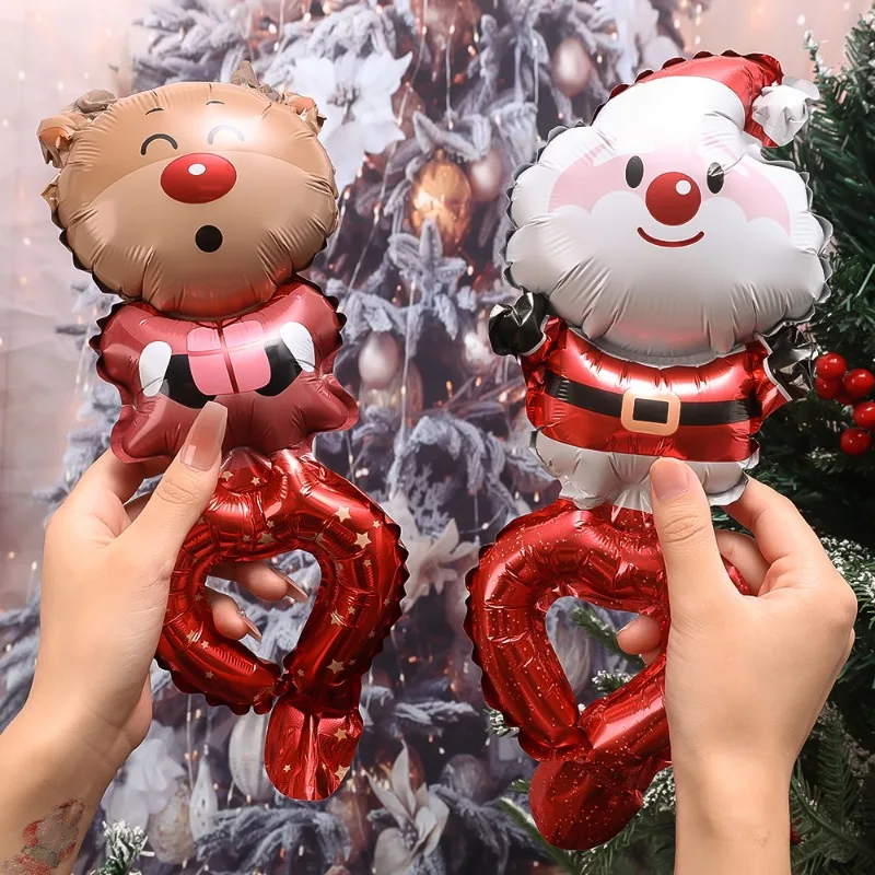 Christmas Foil Balloons Santa Claus Gingerbread Man Snowman Balloons Merry Christmas Holiday Party Decoration Handheld Balloon