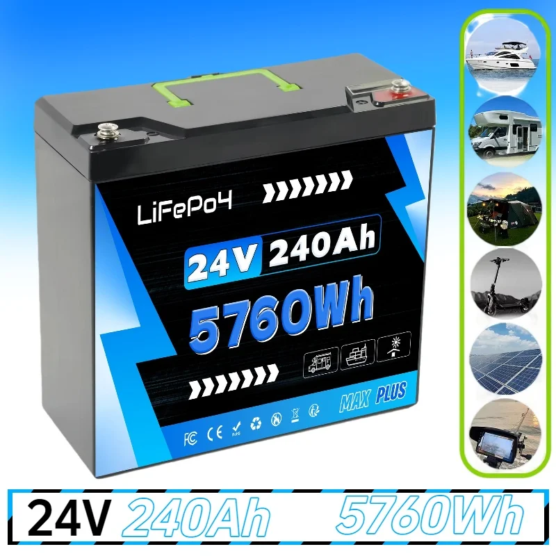 

24V 240Ah LiFePO4 Batterywith BMS 8000+Cycles, for Solar Energy Storage,RV Travel,Boats,Off-Road Adventures & Off-Grid Homes