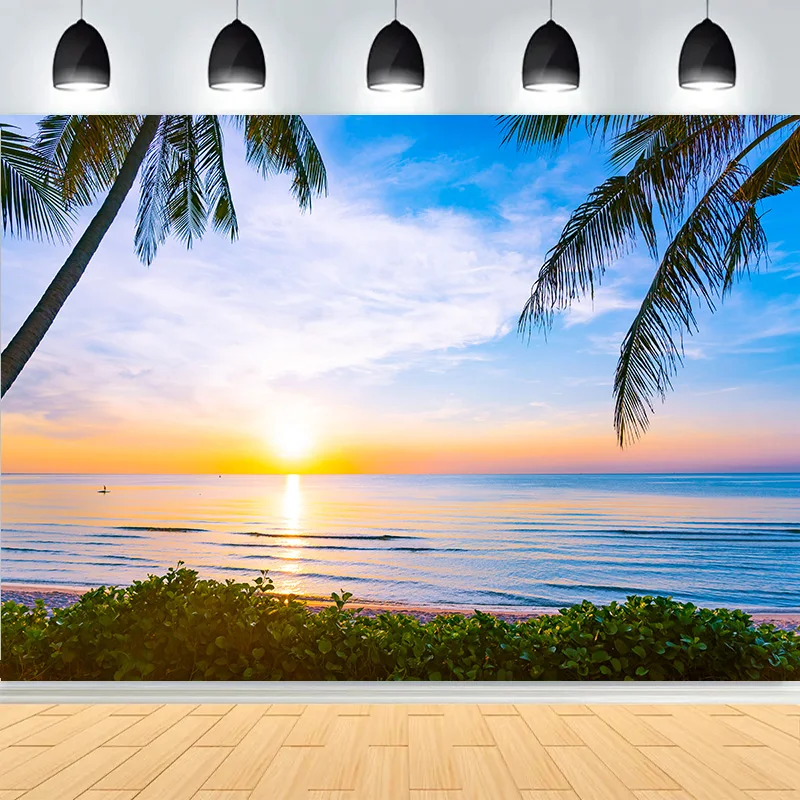 جميلة جزيرة الجنة شجرة نخيل جوز الهند خلفيات للتصوير الفوتوغرافي جزر المالديف شاطئ استوائي البحر السماء الزرقاء خلفية الصيف AB-02