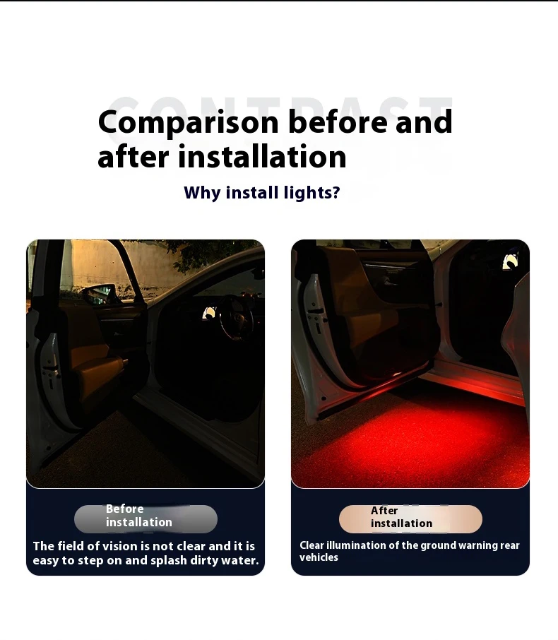 Car Auto Open Door Lights LED Welcome Light Magnetic Control Wireless USB Charging Anti-collision Emergency Strobe Signal Lamp