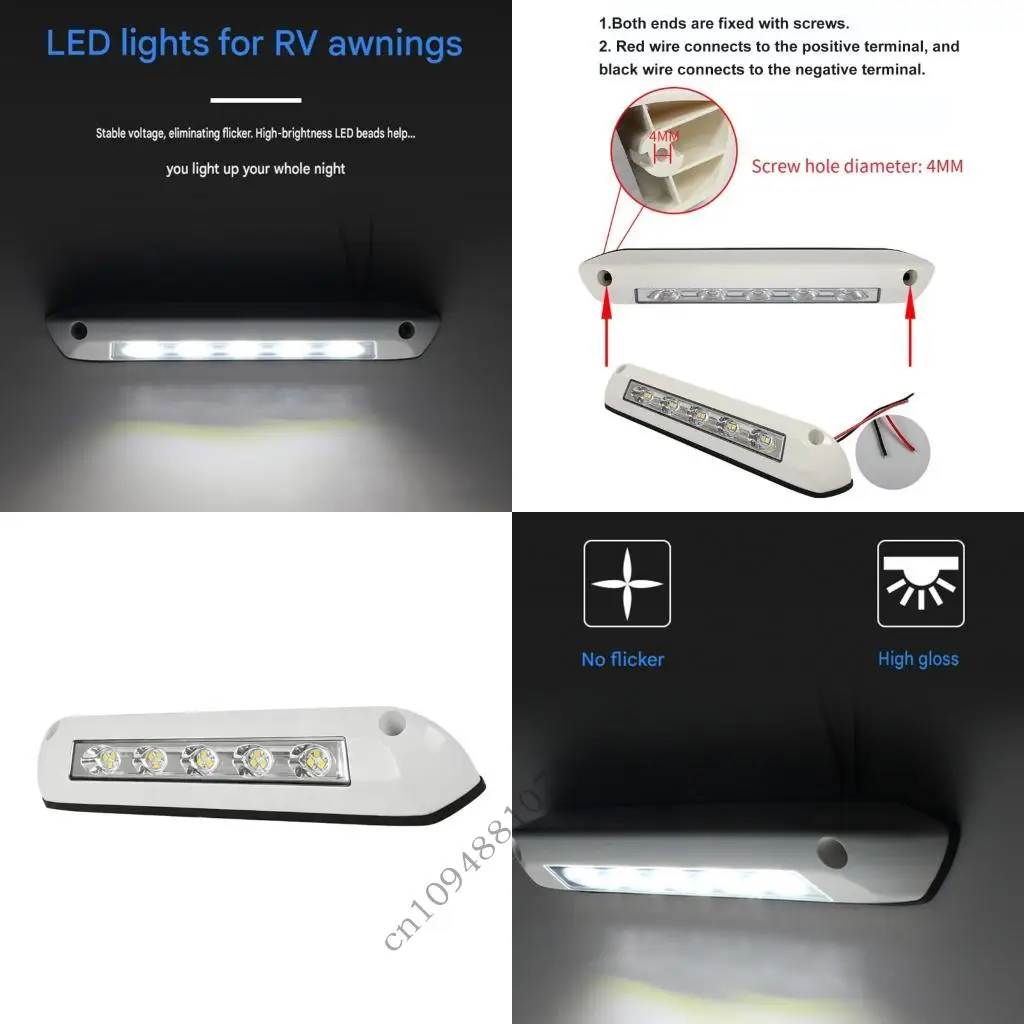 LED Motorhome Utility Light 12V Exterior Porch Lamp with 15 Beads for Trailer Wall and Boat Exterior Access Zones 