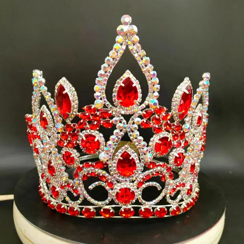 Tiaras y coronas de reina de cristal para mujer, corona de desfile de belleza, corona de cabeza