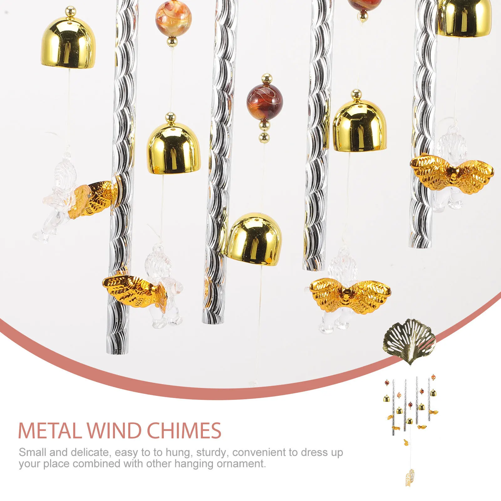 

Golden Ginkgo Leaf Wind Chime Premium Metal Durable Decorative Door Hanging Wind Bell Garden Balcony Outdoor Decor