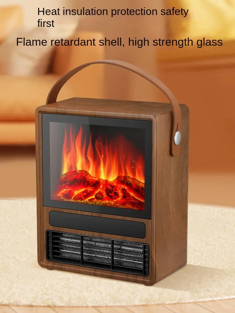 220V Rongzhi retro fireplace heater, household 3D simulation flame European style heater, fast heating and remote control heater