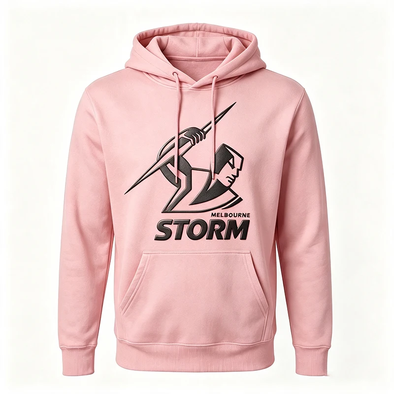 Puff print hoodie, Storm Team adult white hoodie, 100% cotton fleece, high-quality warm winter hoodie.