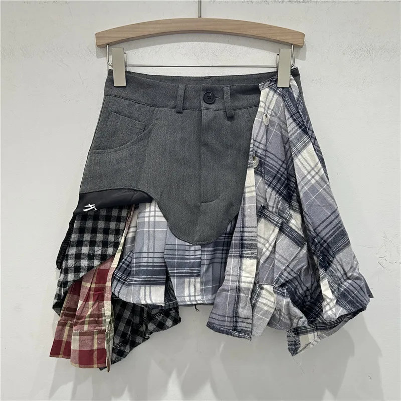 

SuperAen Summer New American-style Asymmetrical Hot Sweet A-line Skirt Features Patchwork Color-blocking Short Skirts